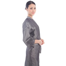 Salon Client Gown Robes Cape, Hair Salon Smock for Clients- Kimono Style (Grey)