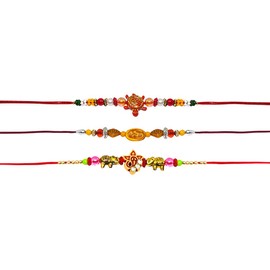 PACK OF 3 Rakhi for Brothers,Rakhi Thread Raksha Bandhan Gift for your BrotherMulti Design And Assorted Color (Size 13 Inch)