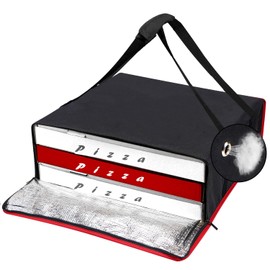 LeCorner Pizza Bag, Insulated Pizza Bags for Delivery Doordash, Large Pizza Warmer Grocery Bags for Personal Use, Uber Eats, Food Carrier Delivery, Collapsible Cooler Hot Pockets Pack, 20x20in(Black)
