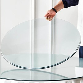 Btikita Btikita 24" Tempered Glass Table Top Round Transparent Table Surface 1/4" Thick Flat Polished Edge Multipurpose for Home Office Glass Countertop (24 inch)