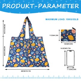 DXMWWTP Foldable Reusable Shopping Bags,Tote Bags, 4 Pack Grocery Bags with Hook, Eco-friendly Travel Recycle Shopping Bags in Pocket, Waterproof and Machine Washable for Daily Shopping Supplies load