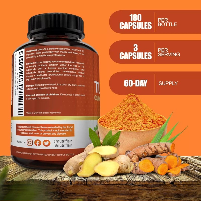 NutriFlair Turmeric | 95% Curcuminoids | Joint Support | 180