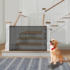Cupount Dog Gate for Stairs - Pet Gate Indoor Safety Mesh Dog Gates for Doorways (Black, 30" H x 38" W)