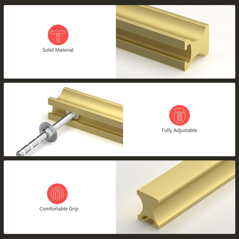 homdiy 10 Pack Adjustable Brushed Brass Cabinet Pulls 1" to