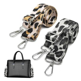 EUPSIIU 2 Pcs Wide Shoulder Bag Strap, Adjustable Crossbody Bag Strap, Leopard Print Nylon Replacement Luggage Straps, With Clips For All Match Long Straps Handbag Canvas Crossbody Bag (2 Color)