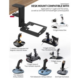 Metal Desk Mount for Flight Sim Stick Compatible with Thrustmaster SimTask Farmstick, T-Flight Hotas One, T-Flight Hotas X, T16000M FCS, TCA Sidestick, Quick Release/ Sturdy Clamp/ Height Adjustable