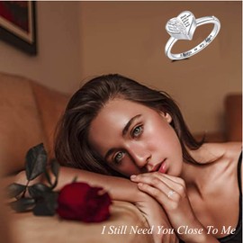 IOHUPCI 925 Sterling Silver Cremation Urn Ring Holds Loved Ones Ashes Angel Wing Heart Cremation Keepsake Ring Jewelry for Pet Human Ash, Metal, Cubic Zirconia