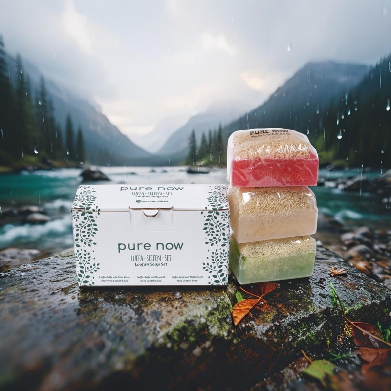 Pure Now Luffa Seifen Set (3x100g) – Mit Aloe Vera,