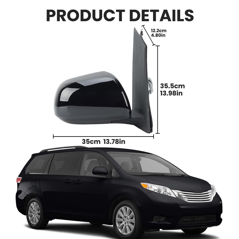 Right Passenger Side Mirror Compatible with Toyota Sienna 2013-2017 Heated,