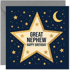 Happy Birthday Great Nephew Card Masculine Navy Space Stars Greeting Card for Men Him Birthday Cards for Great Nephew