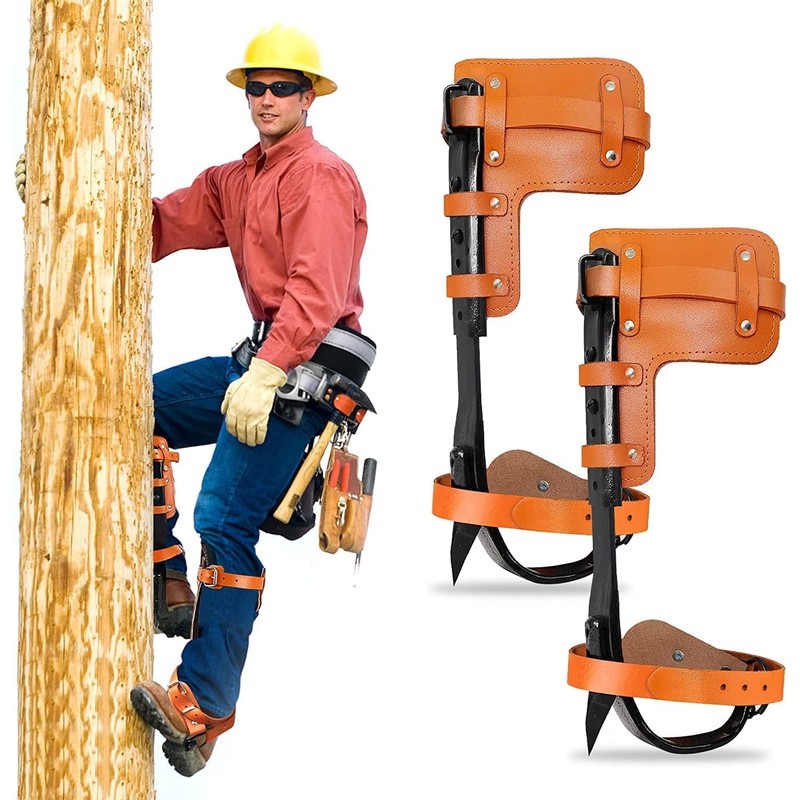 MYCGJH Upgrade Cow Leather Tree Climbing Spikes Set with Harness