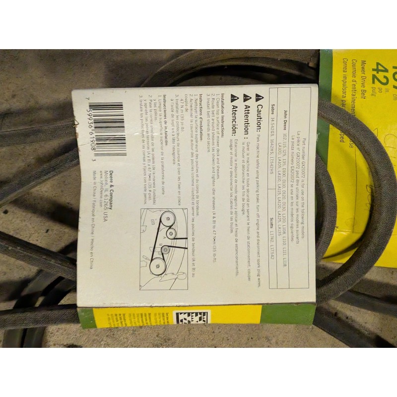 John Deere Deck 42" Drive Belt for LA100 and S200
