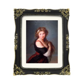 iAmoy 11x14 Vintage Picture Frame with Embossed Flower Design, Baroque Black Picture Frames 11x14 Display Picture 8x10 with Mat, Vertically or Horizontally, Wall Hanging and Tabletop Display