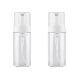 2Pcs 60ml Plastic Foaming Pump Dispenser Empty Clear Foam Bottles Refillable Travel Soap Liquid Bottle for Facial Cleanser Hand Soap Cosmetics
