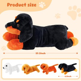 ZJoey 5 Pcs Dachshund Dog Plush Mommy Stuffed Animal with Baby Plush Sausage Dog Soft for Girls Birthday Xmas Bedtime Gift Bed Rest Chair Bolster Nursery Decoration(Lying Dachshund)