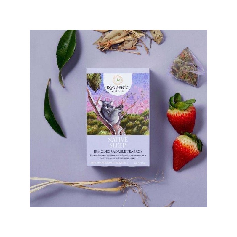 Roogenic Native Sleep Tea Bags in Box, 18 Biodegradable Tea