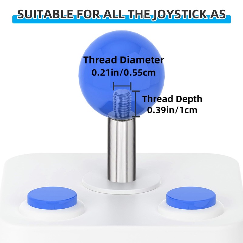 Gallipower 6Pcs Joystick Head,Arcade Joystick Ball Top Handle Rocker Round