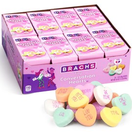 BrachsValentine?s Day Tiny Conversation Hearts Candy Bulk - Wintergreen, Banana, Orange, Lemon, Cherry, and Grape Mouth Watering Sweet Flavors with Iconic Messages Love You and Be Mine, 25 Count