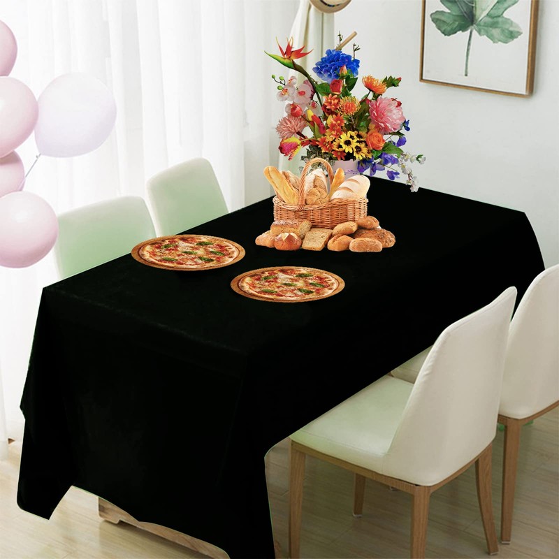 2Pcs 137*274cm Black Disposable TableCloth Tablecovers,Christmas Black Table Cloth Rectangular