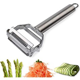 AnGeer Julienne Peeler，Stainless Steel Vegetable Peeler，Double-Sided Blade Vegetable Julienne Cutter and Fruit Slicer，Dual Blade Multifunction Potato Peeler