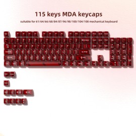 dagaladoo Red Clear keycaps,Transparent keycaps 60 75 100 Percent,Ceramic Jelly Key caps Set,Shine Through Key caps.,MDA Profile Keyboard Key Cap for Mx Switches Mechanical Keyboard