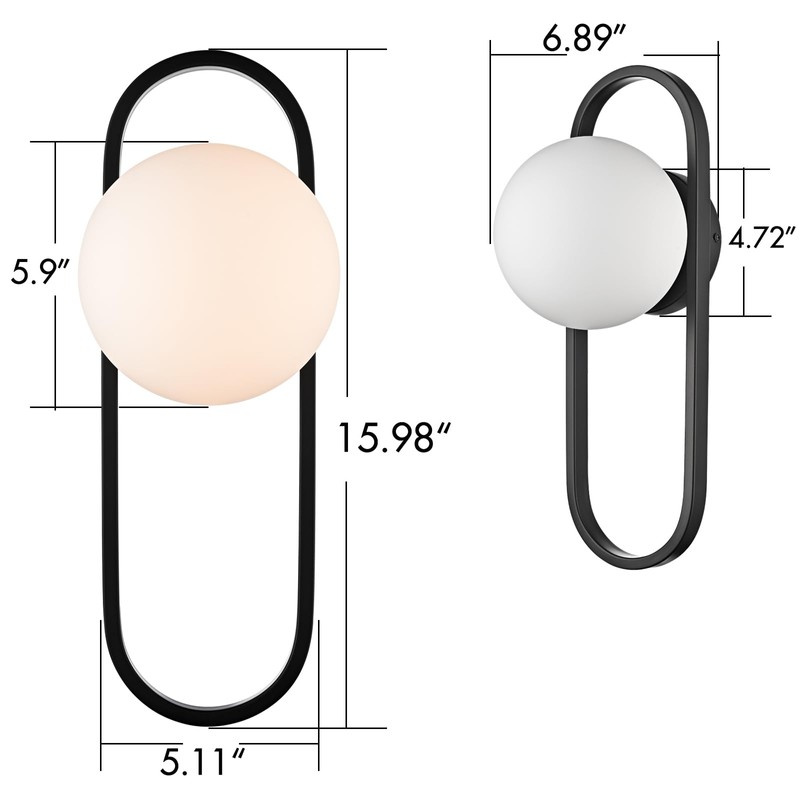 JEENKAE Mid Century Wall Light Matte Black Wall Sconces with