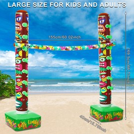 Simgoing Hawaiian Inflatable Limbo Party Game for Adults 66.7" Tall Inflatable Tropical Luau Party Carnival Game for Adult Summer Outdoor Garden Beach Birthday Pool