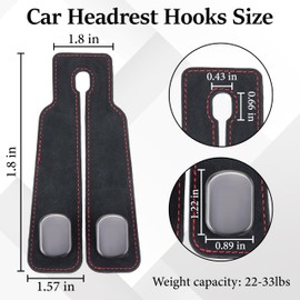 ecocstm Car Seat Headrest Hook, Vehicle Back Seat Headrest Hook, Car Purse Hook, Car Hooks for Hanging Grocery Bag, Purse, Car Seat Backrest Organizer, Tote Bag (Black)