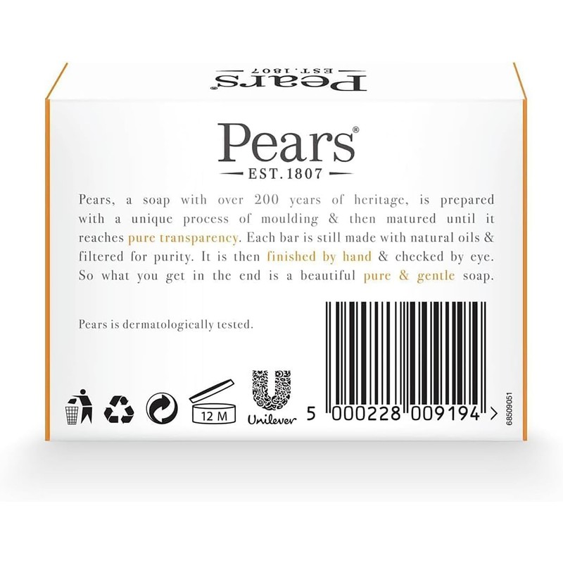 Pears Pure & Gentle Transparent Soap Bar 3 Pack (125g