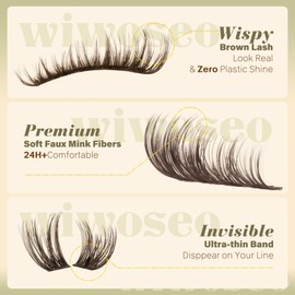 Dark Brown Lash Clusters Wispy Eyelash Clusters Natural Fluffy Lash Cluster
