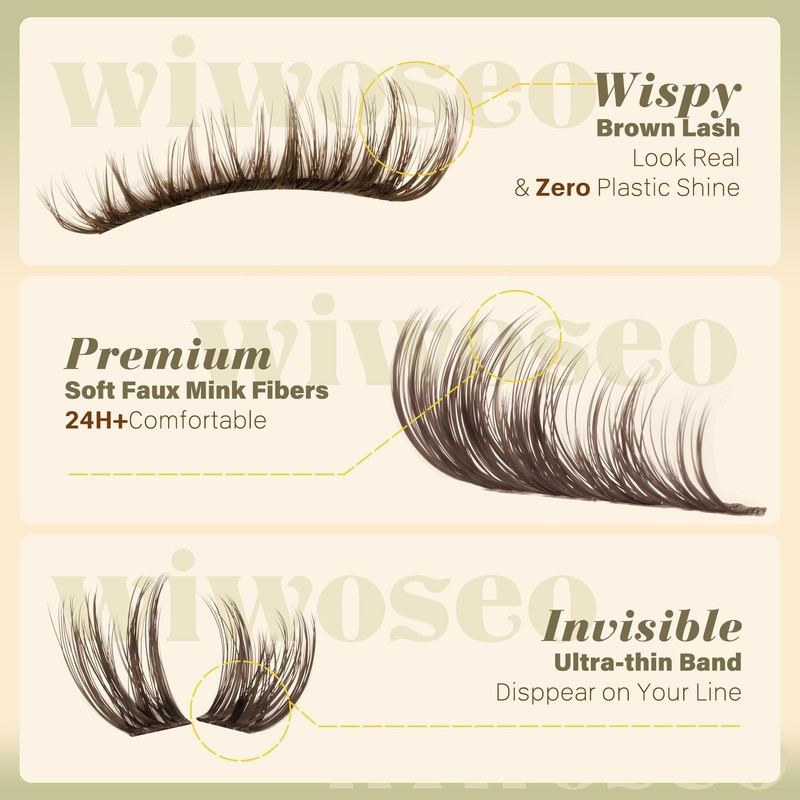 Dark Brown Lash Clusters Wispy Eyelash Clusters Natural Fluffy Lash