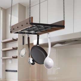 ILWorkTLs Ceiling Mounted Hanging Pot Rack with 12 Hooks,Vintage Pot Hangers for Kitchen Ceiling,Pot Rack Hanging for Home, Restaurant, Kitchen Cookware, Utensils