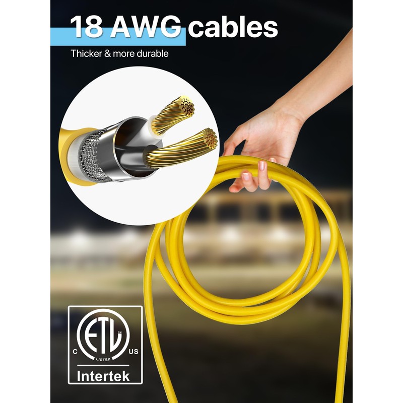 HYPERLITE 50FT Construction String Lights: 5 Bulbs with Climbing Hooks