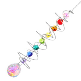 Hpmjz Rainbow Maker Wind Spinner Crystal Suncatcher Decorative Tail Window Hanging Good Luck Charms with Seven Chakra Beads for Wedding Birthday Party Outdoor Indoor Christmas for Women Mom