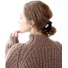 VingTAINE HS-92-S-BK Velour Scrunchie Hair Accessory with Plate, Silver x