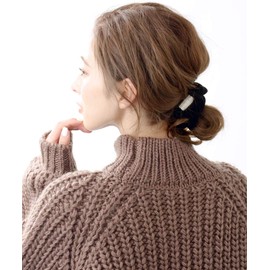 VingTAINE HS-92-S-BK Velour Scrunchie Hair Accessory with Plate, Silver x Black