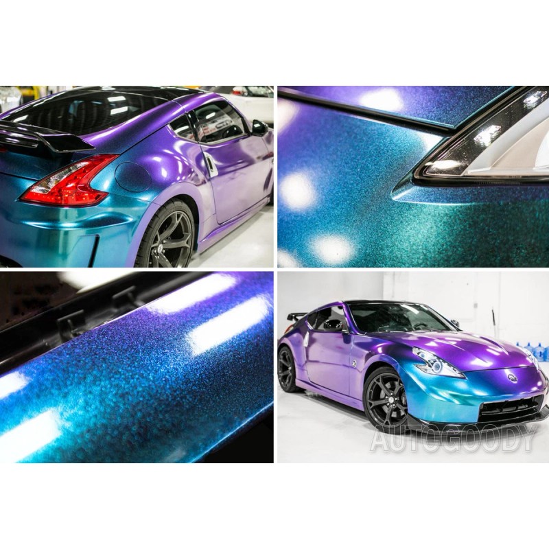 AUTOGOODY 84" x 60" Gloss Metallic Chameleon Purple Teal Vinyl