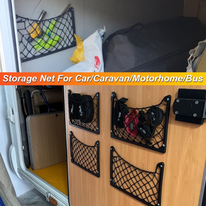 Campervan Storage Nets 2Pack Elastic Mesh Net with Metal Frame