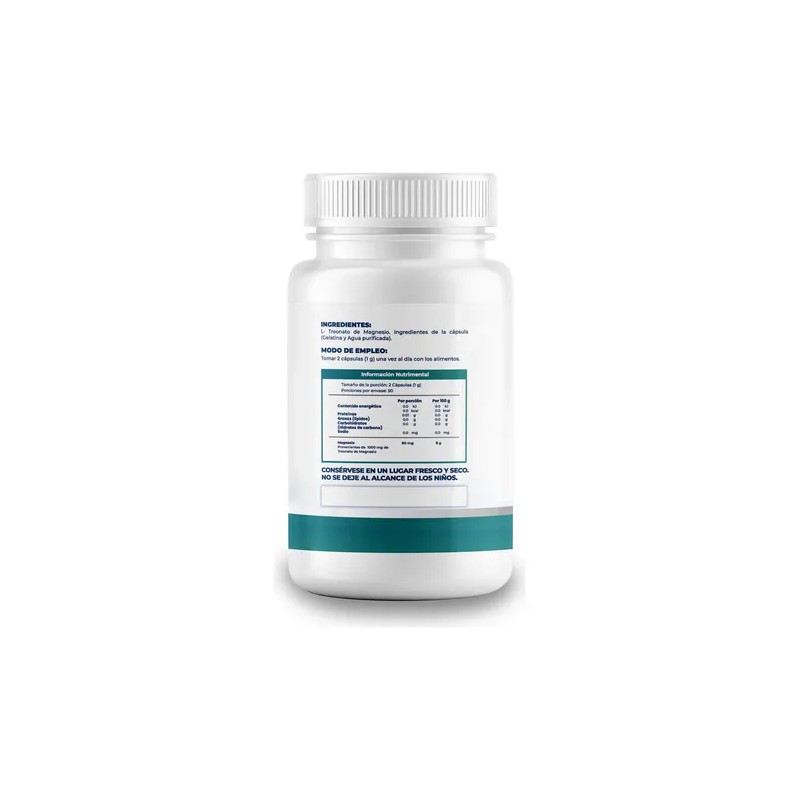 Magnesio Treonato 1000mg Cápsulas Sin Sabor Alta Absorción 60 Unidades
