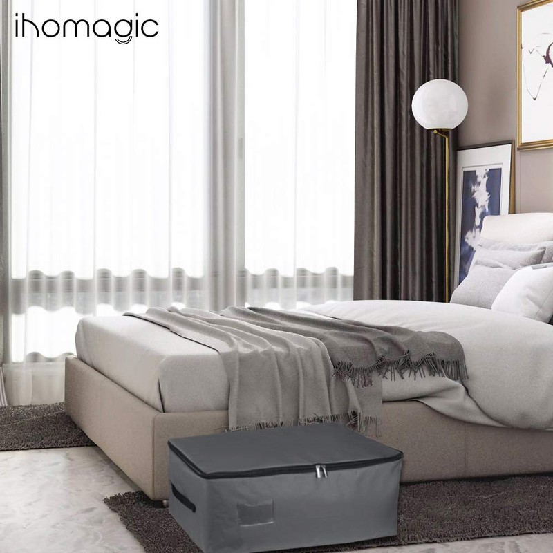 IHOMAGIC Under bed Storage Bag with Double Zipper and Handles,