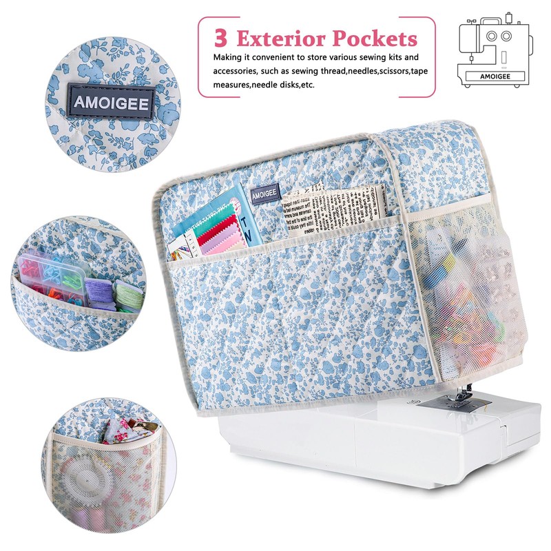 AMOIGEE Sewing Machine Cover for Brother, Singer, Janome – Quilted