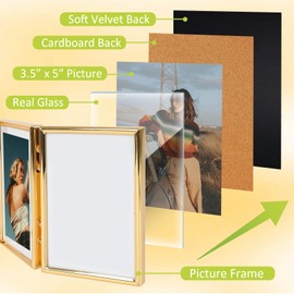 5 Folding Hinged Picture Frame 3.5 x 5'' Folding Picture Frames Foldable Hinged Collage Photo Frames with 5 Opening for Tabletop Foldable Photo Frame for Desktop Family Collage Birthday Christmas Gift