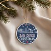 San Diego Christmas Round Ceramic Ornament 3 inches Featuring Skyline,