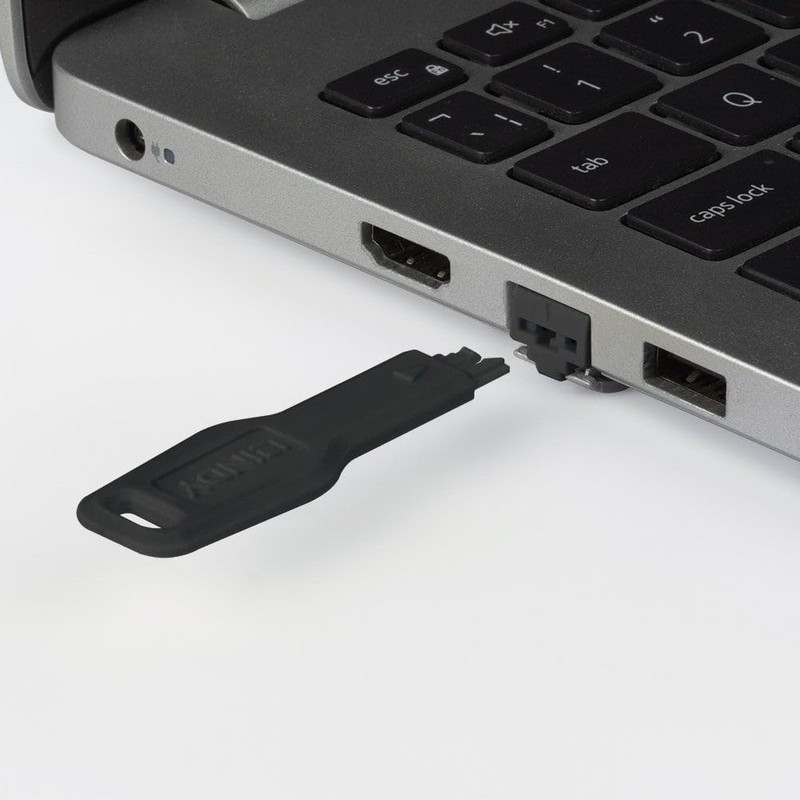 LINDY RJ45 Port Locks (10 Pieces) with Key, Black