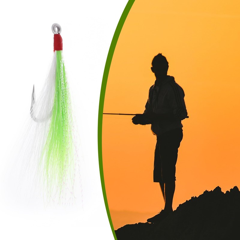Briny River Pack of 12 Bucktail Teaser Fishing Hooks Saltwater