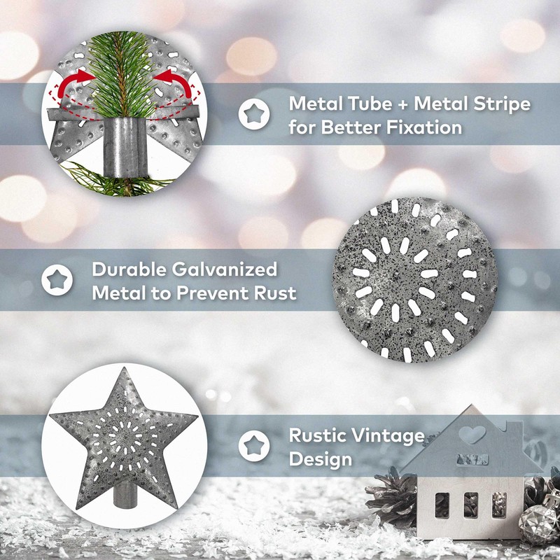 Punched Star Tree Topper 5.5"