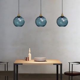 I-xun Pendant Light Shade Industrial Hanging Lights Fixtures Ceiling Outdoor Pendant Lighting for Kitchen Island Dining Room Unique Lamp in Kitchen Farmhouse Bedroom (Dark Blue, 7.8 Inches)