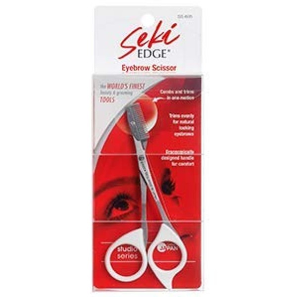Seki Edge Eyebrow Scissors Comb (SS-605) - Stainless Steel Eyebrow Trimmer Scissor Comb for Trimming Eye Brows, Beards, & Mustaches - for Men & Women - Made in Japan