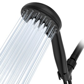 Cosuro High Pressure Shower Head with Powerful Shower Spray & 59'' Stainless Steel Hose, 5 Spray Modes, Adjustable Bracket and Non-Clogging Nozzles（Black）