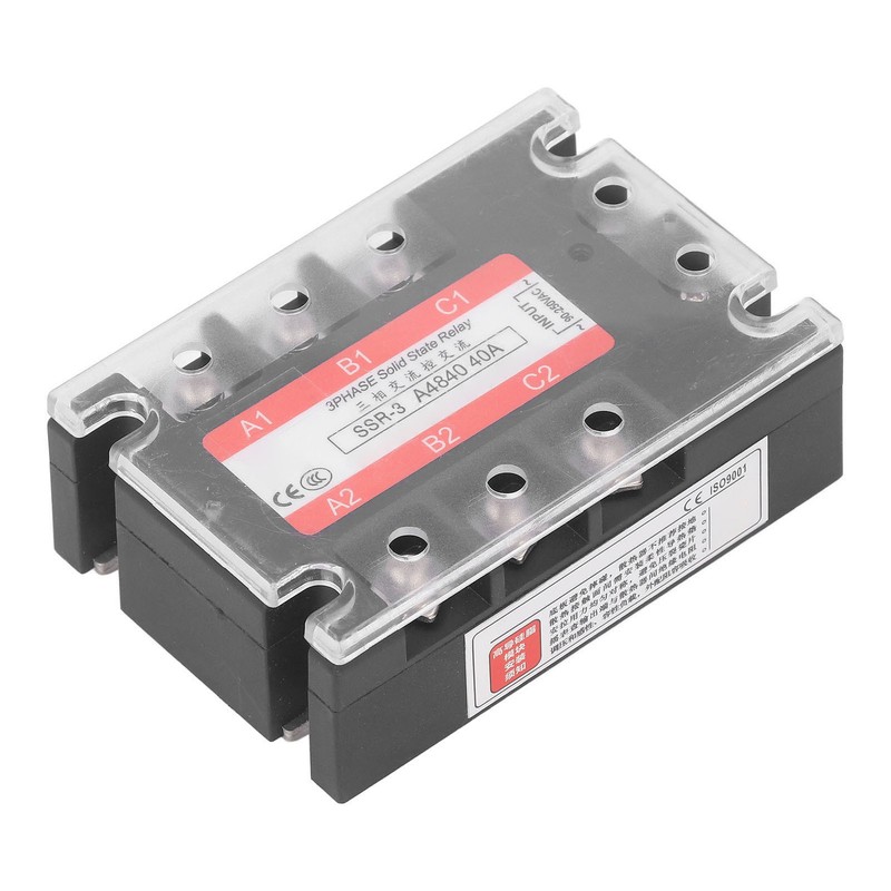 3 Phase Solid State Relay 40A LED Indicator Transparent Cover